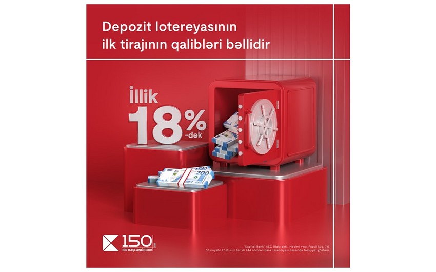 Kapital Bankın Depozit lotereyasının 1-ci tirajının qalibləri bəlli oldu 