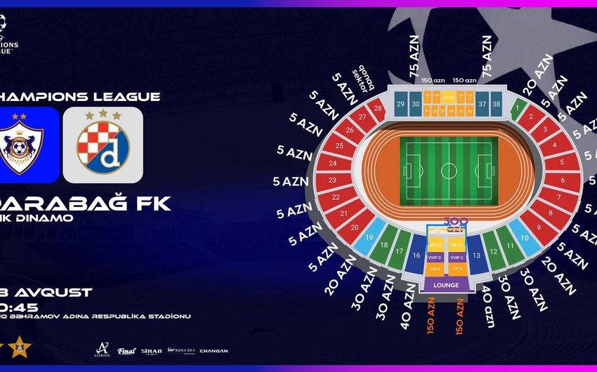 Лига Чемпионов УЕФА: Поступают в продажу билеты на матч Карабах - Динамо