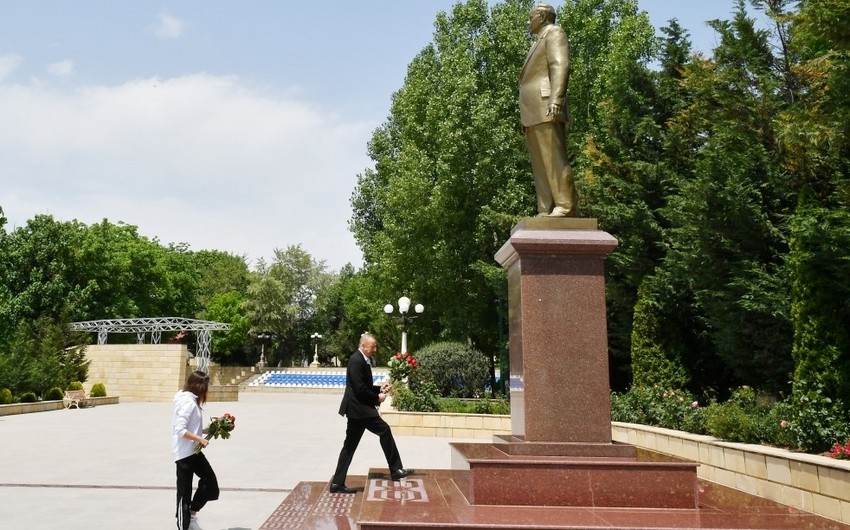Президент Ильхам Алиев находится с визитом в Шамахы