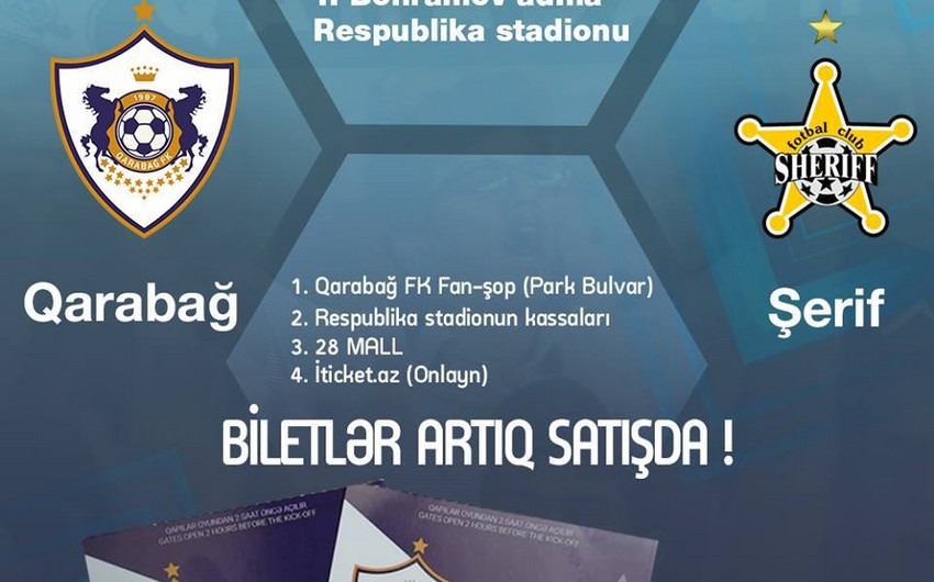 Tickets for Karabakh vs Sheriff match go on sale