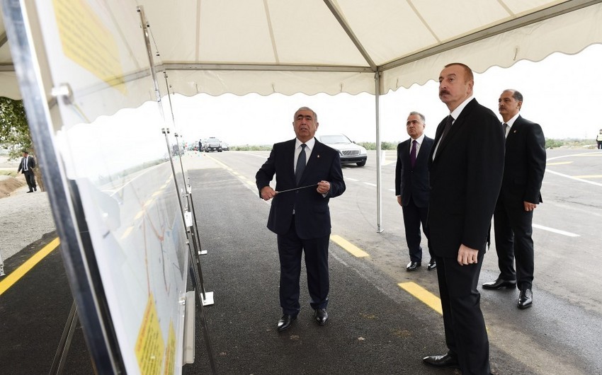 Президент Ильхам Алиев принял участие в открытии автомобильной дороги Имишли-Отузики-Гарагашлы