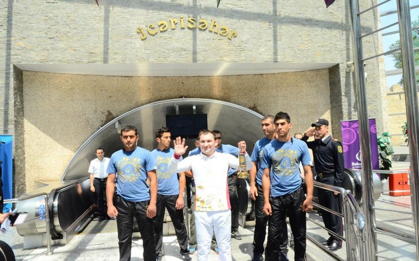 Baku 2015 torch brought from Funicular to Alley of Martyrs