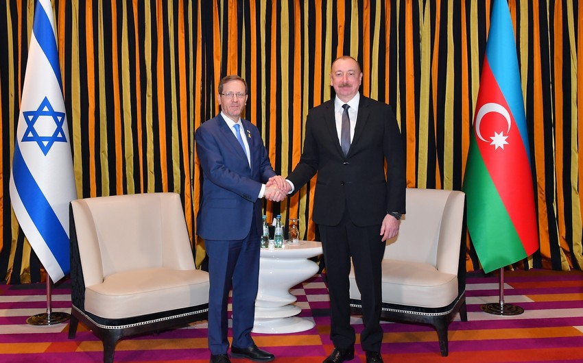 President of Azerbaijan Ilham Aliyev meets with President of Israel Isaac Herzog in Munich