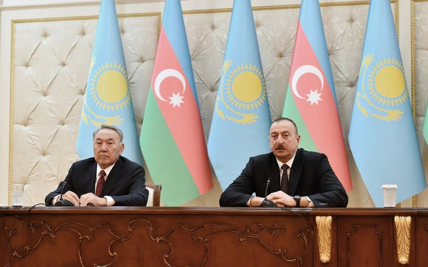Azerbaijani and Kazakh presidents made press statements