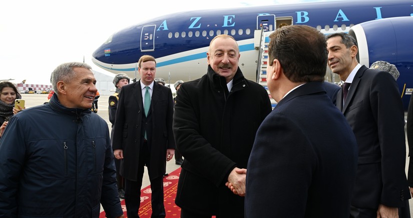 President of Azerbaijan Ilham Aliyev arrives in Russia for visit