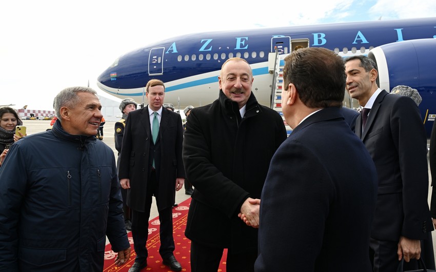 President of Azerbaijan Ilham Aliyev arrives in Russia for visit