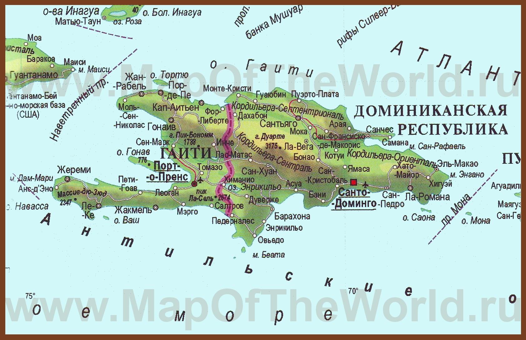 Покажи на карте доминикану. Географическая карта Доминикана. Доминиканская Республика географическое положение на карте.