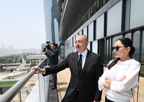 President Ilham Aliyev and First Lady Mehriban Aliyeva participate in presentation of Crescent Bay project and opening of Crescent Mall