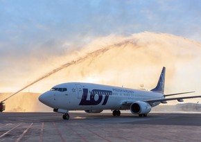 Heydər Əliyev Beynəlxalq Aeroportu “LOT” aviaşirkətinin ilk reysini qəbul edib