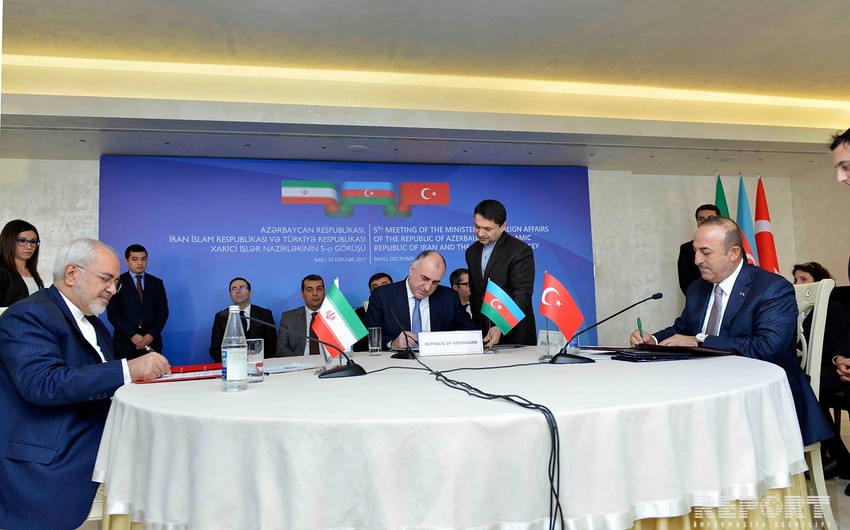 Baku statement adopted following trilateral meeting of Azerbaijan, Turkey and Iran FMs