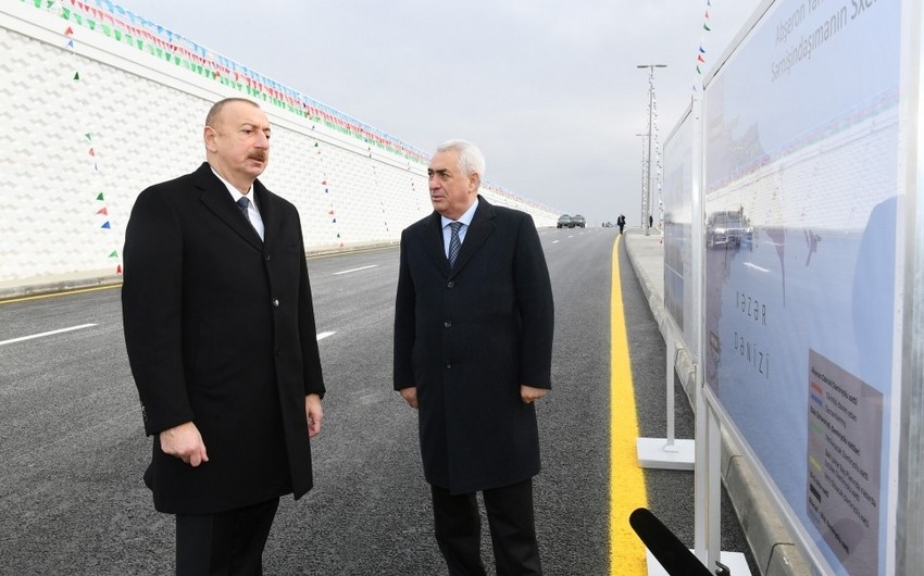 Президент Ильхам Алиев принял участие в открытии автомобильного тоннеля в Пиршаги - ОБНОВЛЕНО