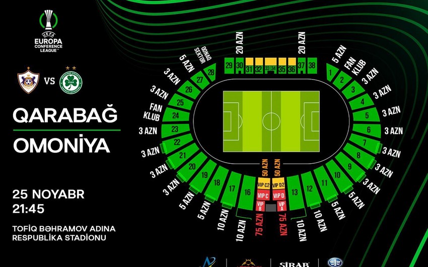 Qarabağ - Omoniya oyununun biletləri satışa çıxarılır