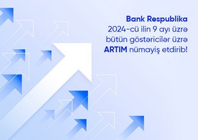 Bank Respublika III rübdə bütün göstəricilər üzrə artım nümayiş etdirib