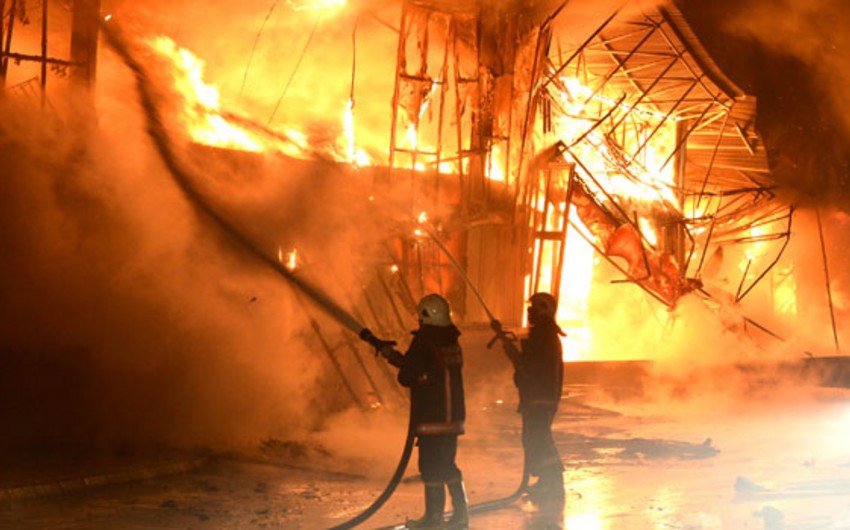 A fire broke out in a construction materials market in Baku