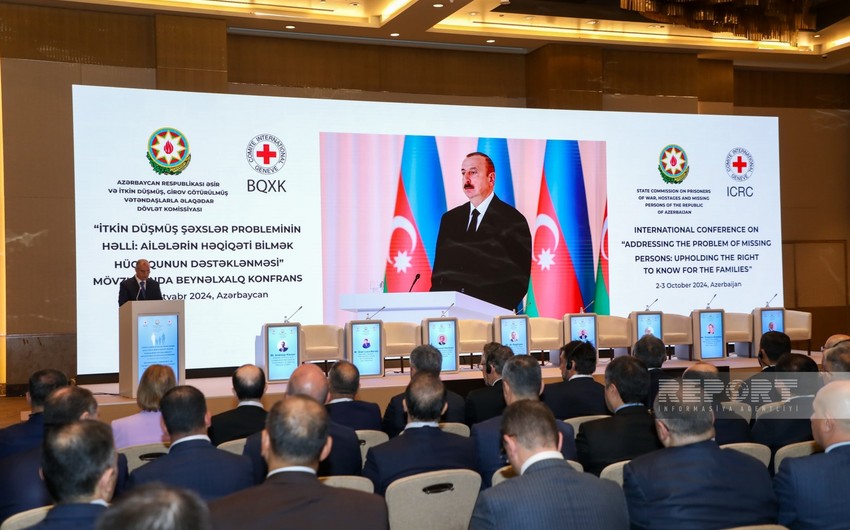 Ilham Aliyev addresses participants of int'l conference on problem of missing persons