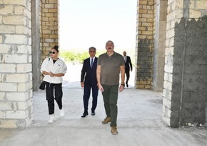 Ilham Aliyev, Mehriban Aliyeva view construction of Zangilan mosque