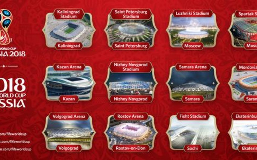 2018-ci ildə Rusiyada keçiriləcək dünya çempionatının stadionlarının adları açıqlanıb