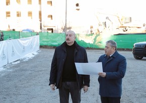 President Ilham Aliyev inspects construction and restoration work in a number of facilities in Shusha