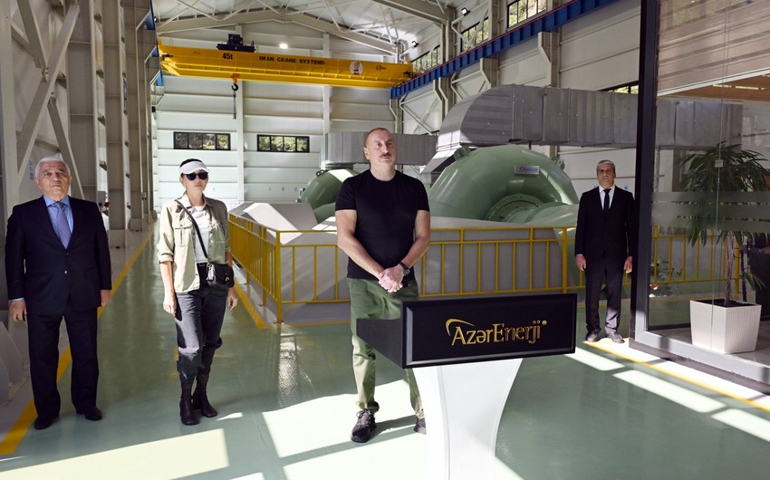 President Ilham Aliyev and First Lady Mehriban Aliyeva attend inauguration of “Yukari Vang Hydroelectric Power Plant on Tartar River in Kalbajar