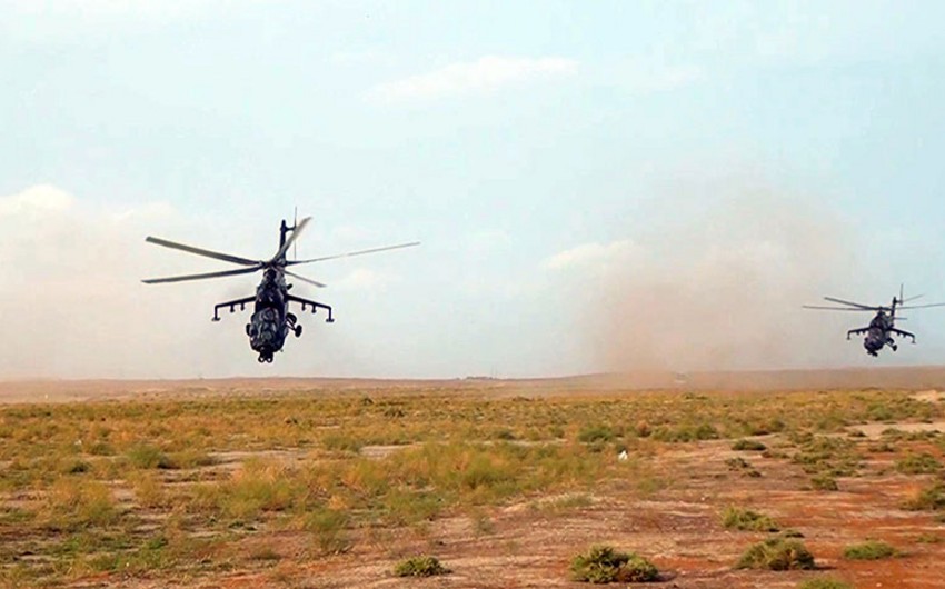 Helicopter units of Azerbaijan Air Force hold exercises - VIDEO