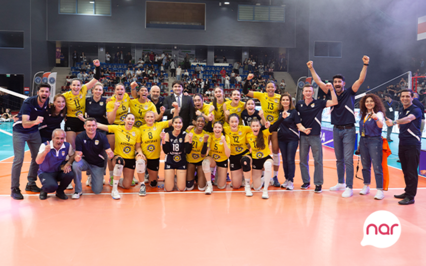 “Nar” voleybol üzrə ölkə çempionlarını təbrik edir