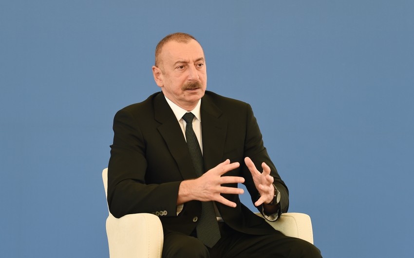 Ilham Aliyev talks about construction of Gobu Power Station