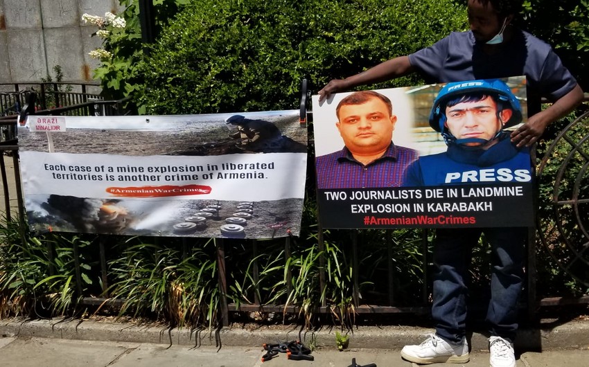 BMT-nin qarşısında azərbaycanlı jurnalistlər yad edilib
