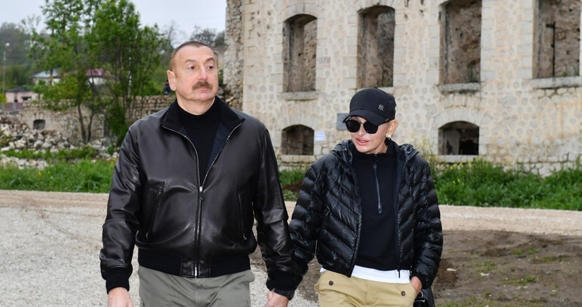 President Ilham Aliyev and First Lady Mehriban Aliyeva visit Shusha
