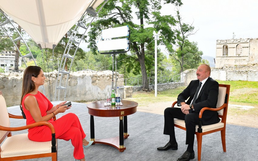 President of Azerbaijan Ilham Aliyev interviewed by Euronews TV channel