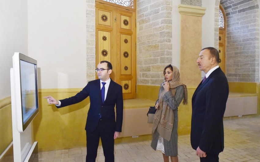 Президент Ильхам Алиев ознакомился с условиями, созданными после реставрации в мечети Бейляр в Ичеришехер