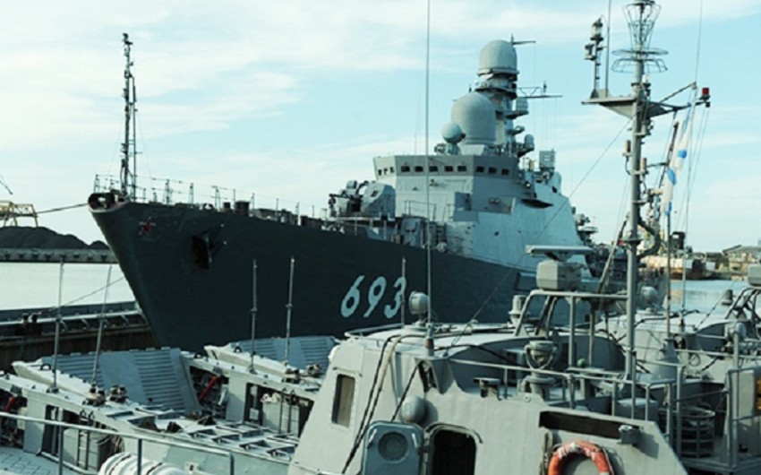 Части Каспийской флотилии России приведены в высшую степень боеготовности