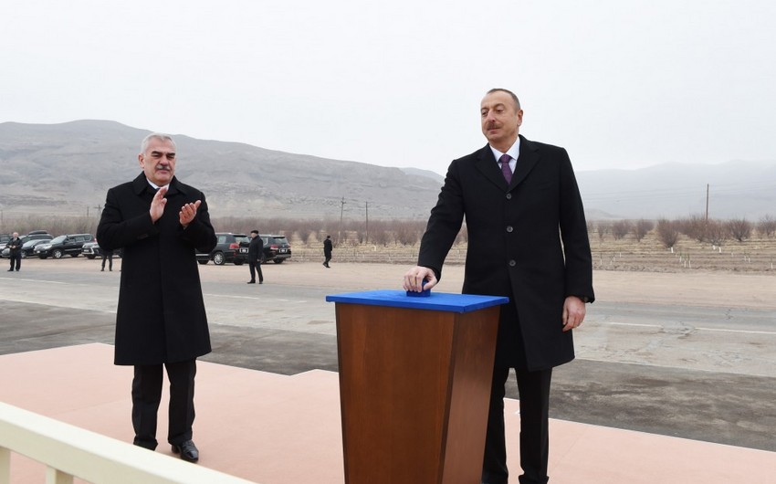 President Ilham Aliyev attends the groundbreaking ceremony of Ordubad Hydroelectric Power Plant