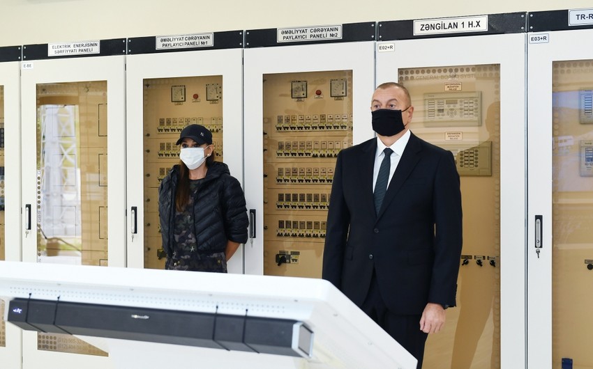 Ilham Aliyev, Mehriban Aliyeva attend opening of Zangilan substation