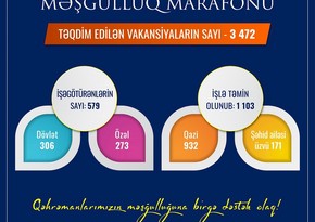 1100-dən çox şəhid ailəsi üzvü və qazi işlə təmin olunub