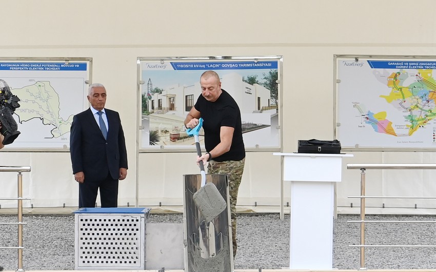 Azerbaijani President lays foundation for 'Lachin' Junction Substation 