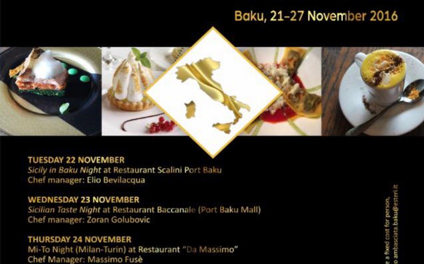 Program of Days of Italian Cuisine in Baku unveiled