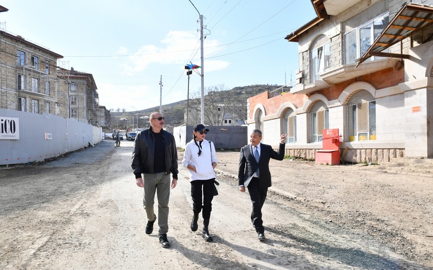 President of Azerbaijan Ilham Aliyev and First Lady Mehriban Aliyeva visit Shusha