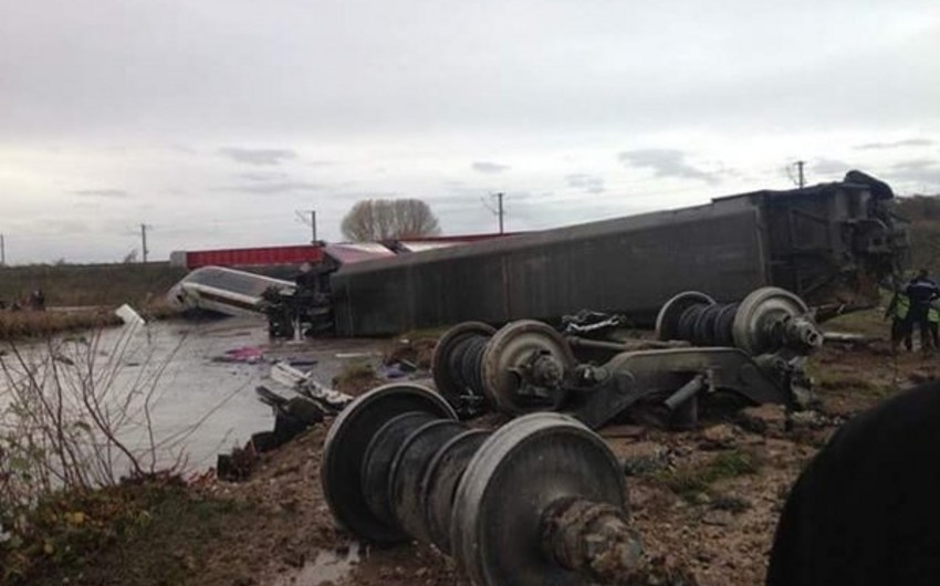 Freight cars derailed and overturned in Baku