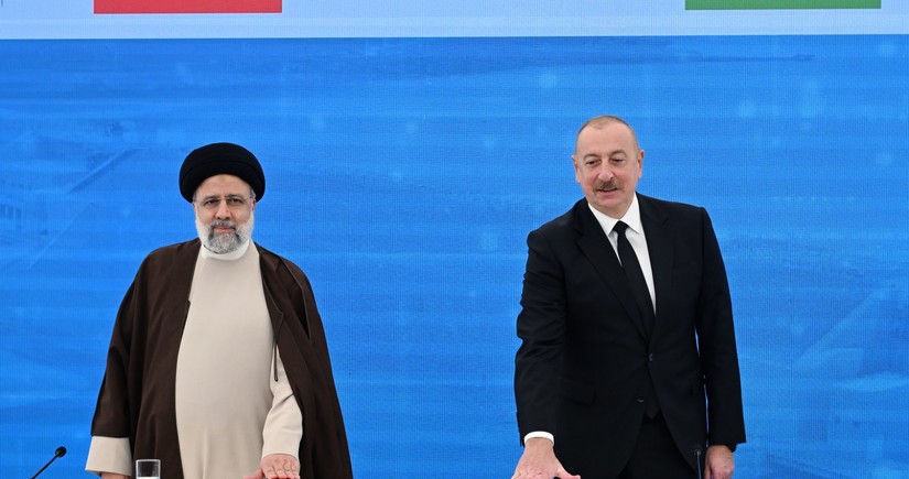 Azerbaijani, Iranian presidents attend ceremony to commission Khudafarin hydroelectric complex and inaugurate Giz Galasi hydroelectric complex