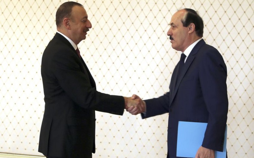 Azerbaijani President Ilham Aliyev awards Ramazan Abdulatipov with Friendship order