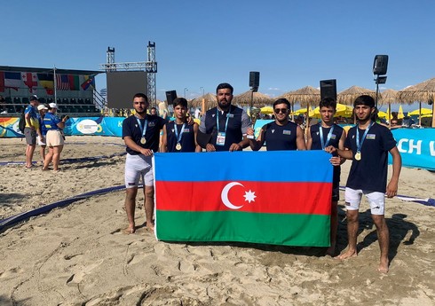 Сборная Азербайджана по пляжной борьбе стала чемпионом Европы