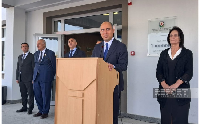 Azerbaijan's minister of science and education attends first day of newly built school in Khojaly