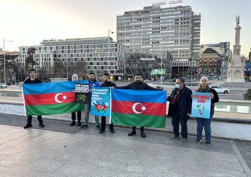 Азербайджанцы протестуют против армянского экотеррора в Мадриде