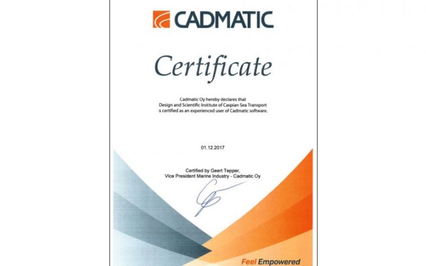 CADMATİC şirkəti ASCO-nun institutuna sertifikat verib