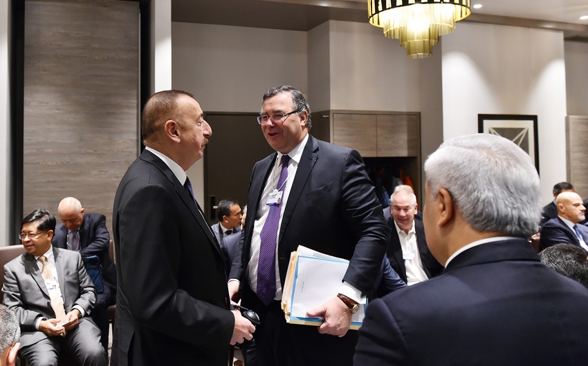 President Ilham Aliyev attends session Oil and Gas Industry Leaders Meeting in Davos