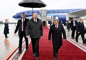 President Ilham Aliyev arrives in Kyrgyzstan