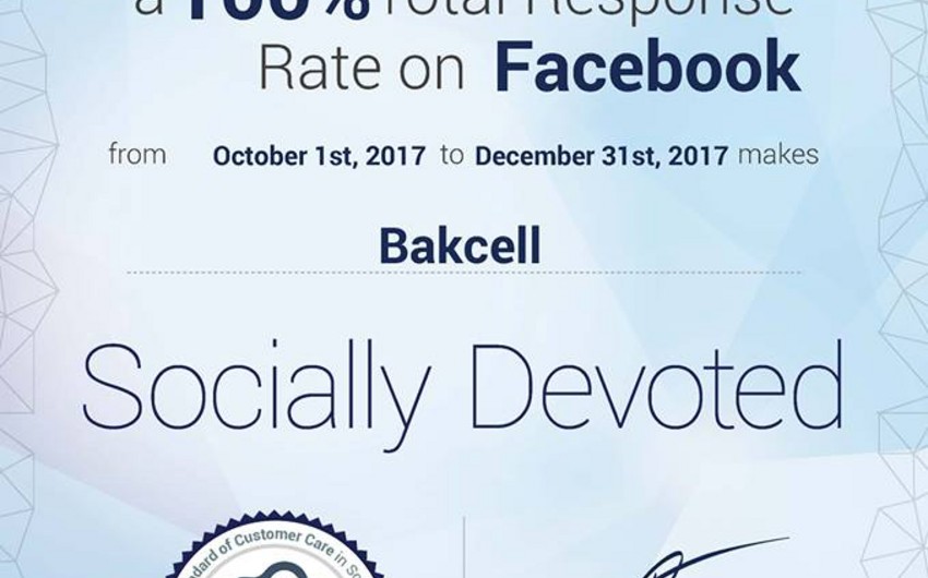 Компания Bakcell в очередной раз получила сертификат Socially Devoted