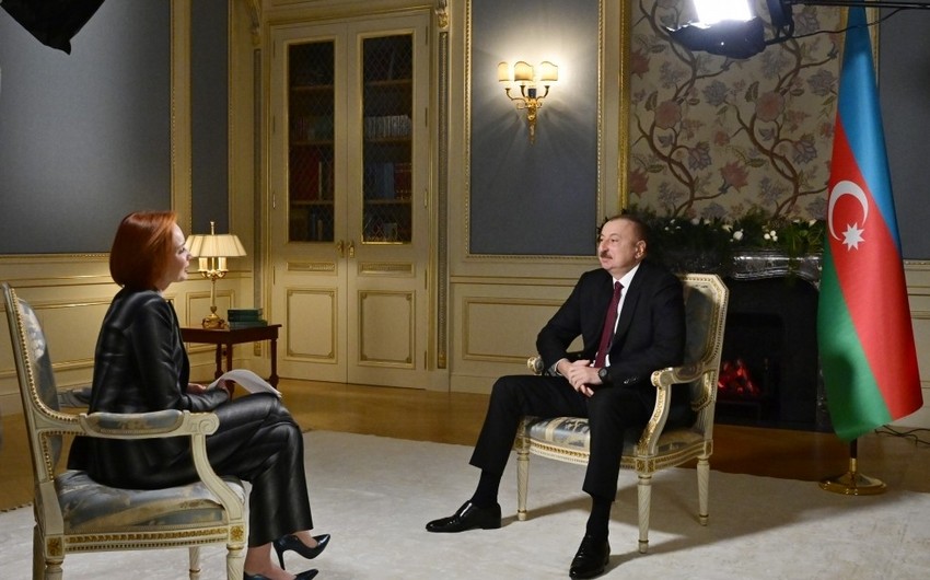 Президент Азербайджанской Республики Ильхам Алиев дал интервью телеканалу Россия-24