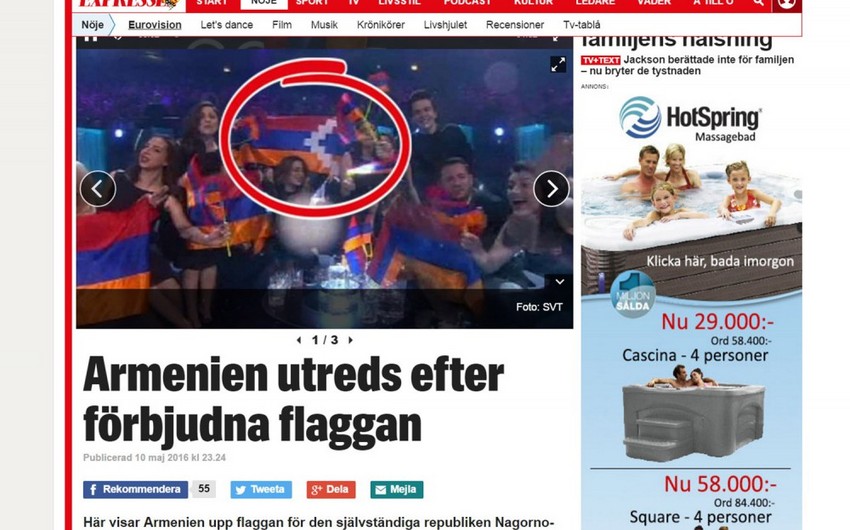 ​Avropa Yayımları Birliyi erməni ifaçının qondarma DQR bayrağını “Eurovisiona gətirməsi faktını araşdıracaq