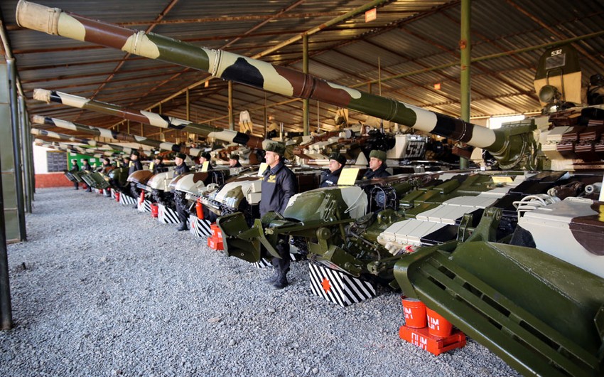 Defense Minister checks combat capability of armored vehicles in frontline zone